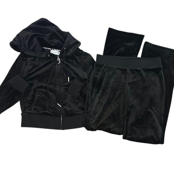 Juicy Couture Pants - Juicy Couture Black Velour Hoodie and Pants Set